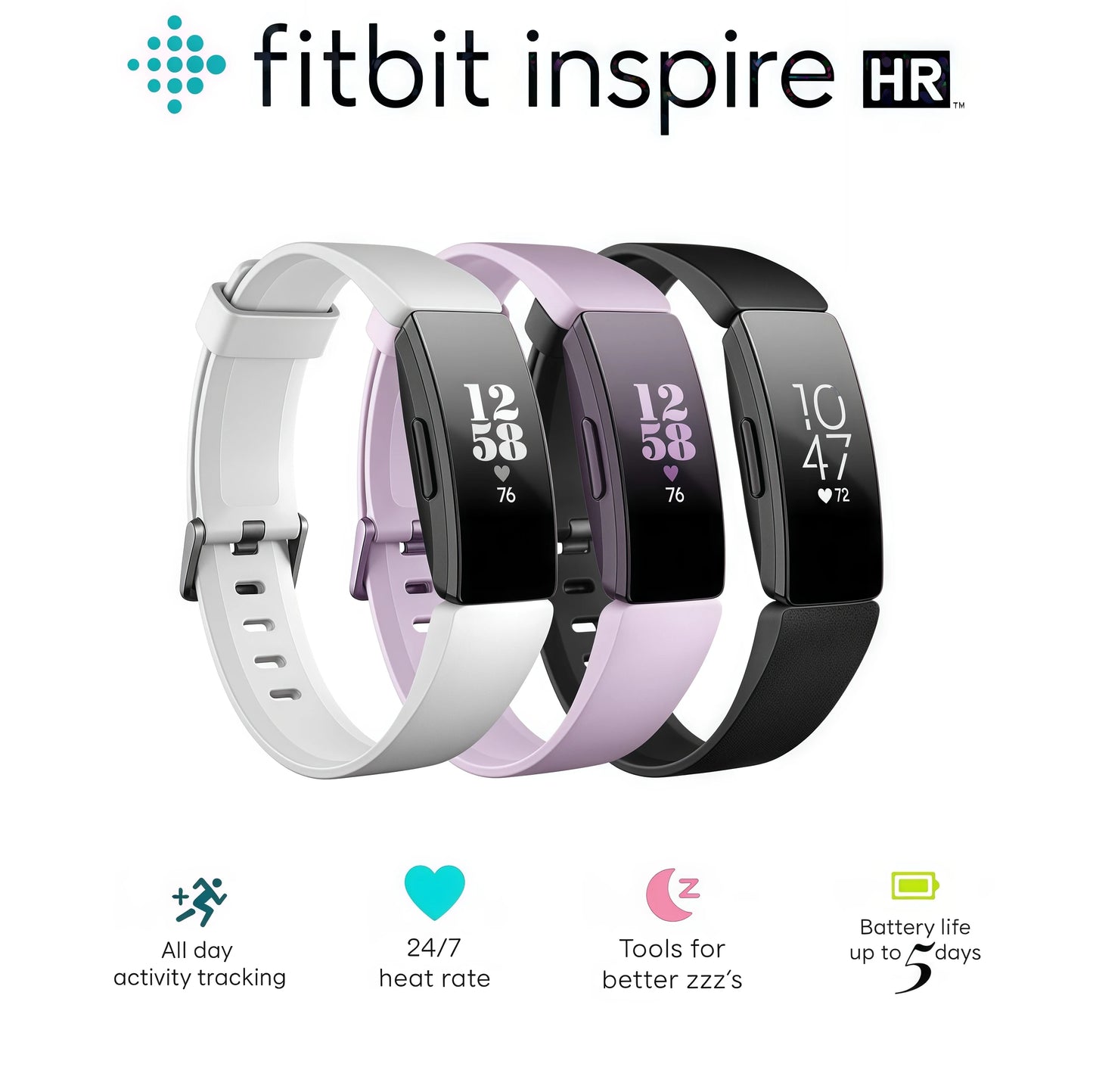 Fitbit Inspire HR Smart Fitness Tracker montre moniteur de fréquence cardiaque étapes de sommeil nager étanche Bracelet d'exercice de santé - Mr Connected