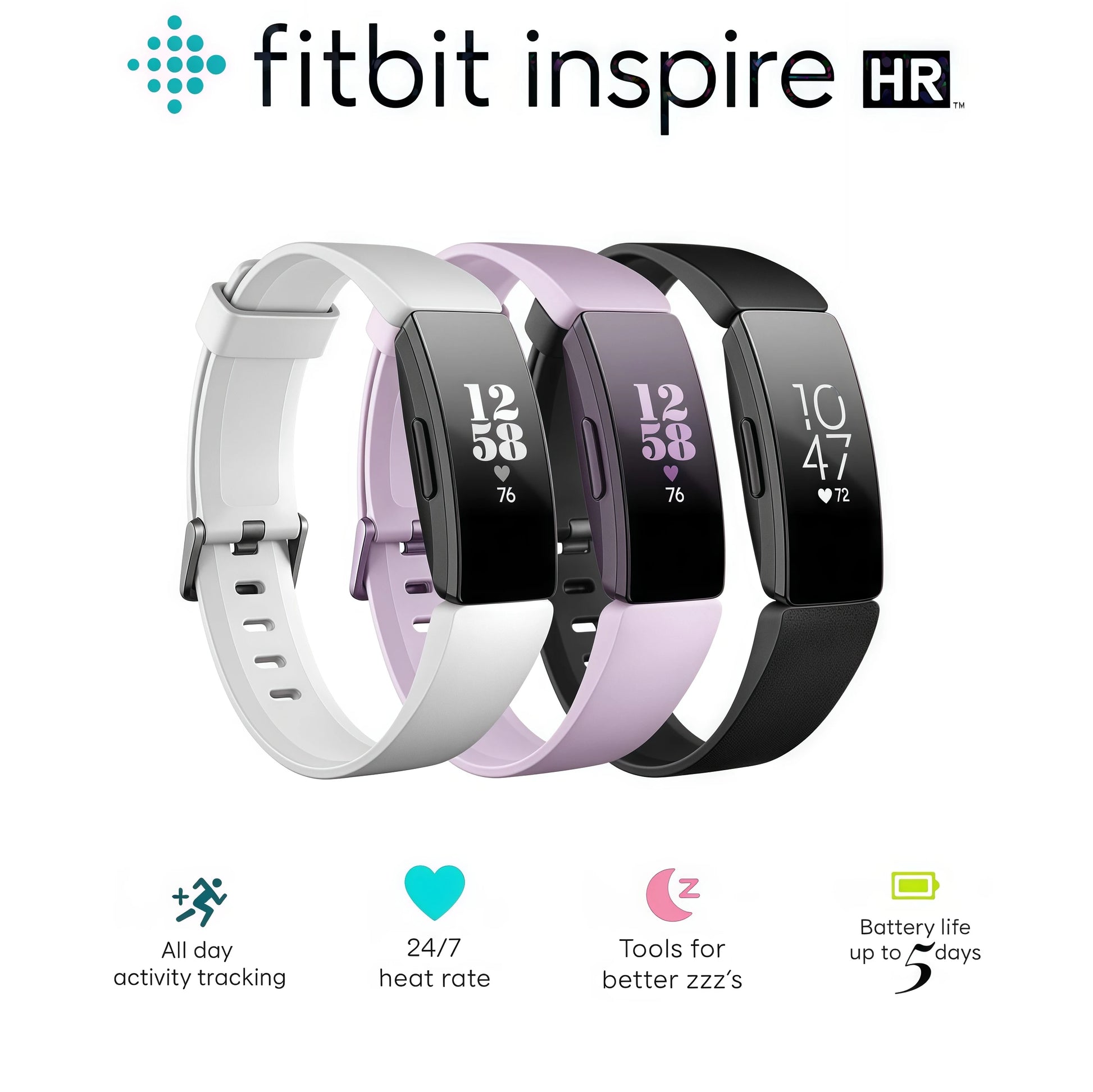 Fitbit Inspire HR Smart Fitness Tracker montre moniteur de fréquence cardiaque étapes de sommeil nager étanche Bracelet d'exercice de santé - Mr Connected