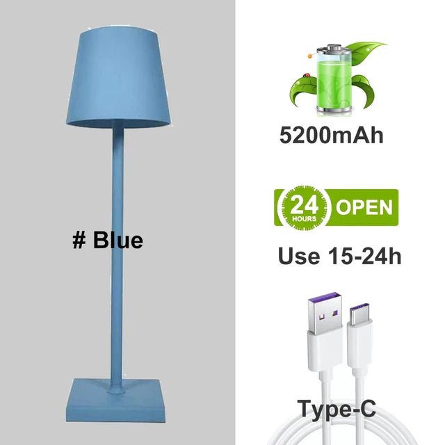 Lampe de bureau LED en alliage d'aluminium USB, 5200mAh, Rechargeable, pour Bar, salon, livre de lecture, sans fil - Mr Connected
