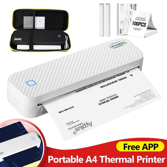Imprimante thermique Portable A4 Bluetooth Photos PDF Machine d'impression de documents rouleaux pliés papier pour le travail de bureau maison école voyage - Mr Connected