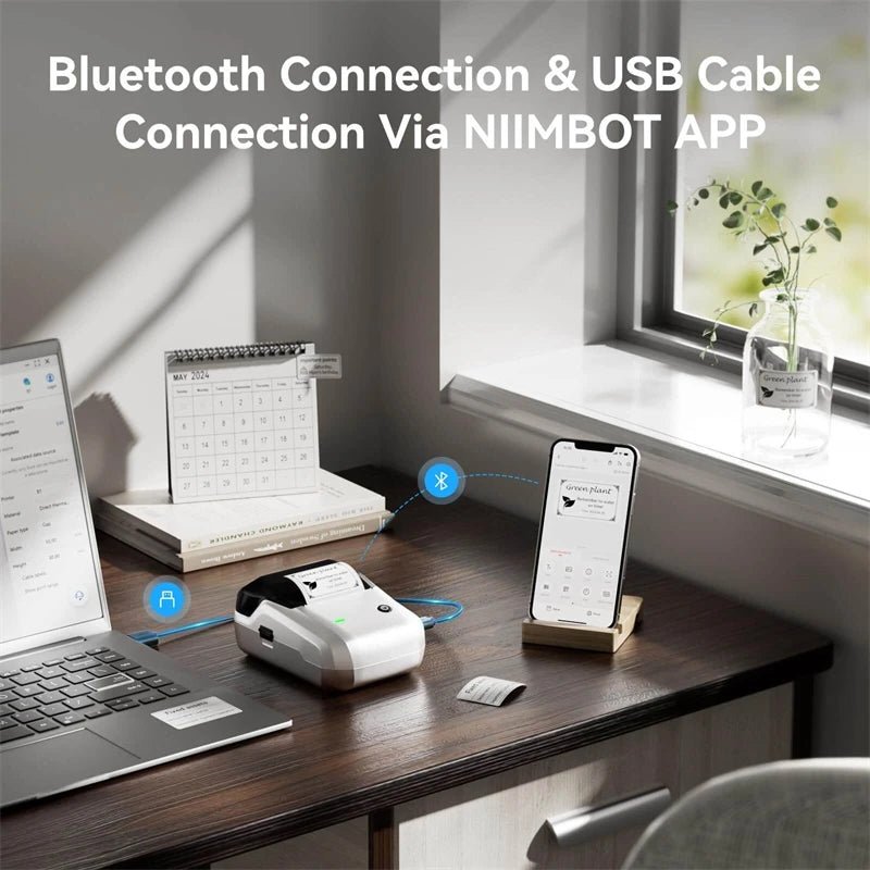 NIIMBOT B1 imprimante thermique Portable avec bandes 2 pouces imprimante d'étiquettes adhésives Mini Bluetooth fabricant d'autocollants Support Smartphones PC - Mr Connected