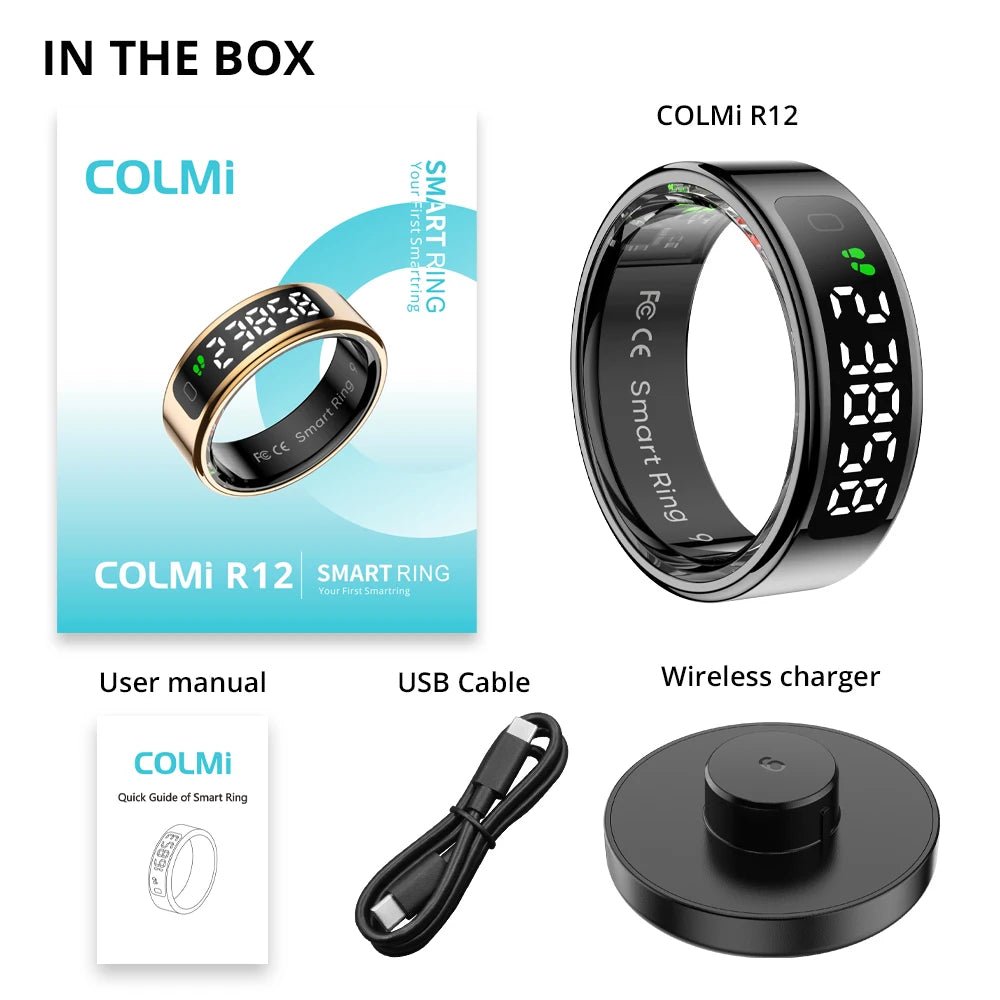 2025 COLMI R12 Smart Ring avec écran d'affichage et tactile, chargement sans fil, gestionnaire de santé, étanche 5 ATM pour hommes et femmes - Mr Connected