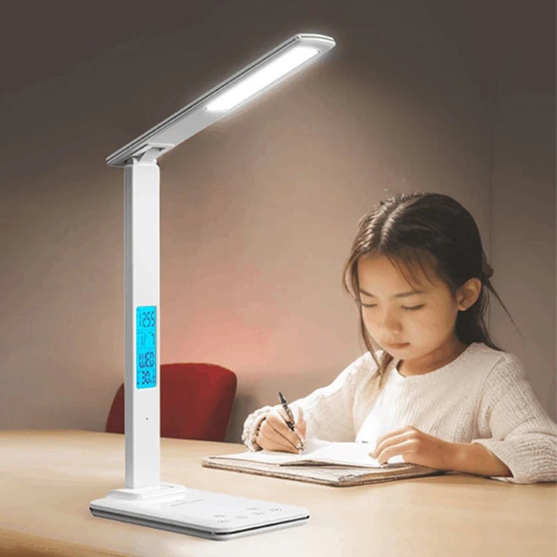 Lampe de bureau LED avec chargeur sans fil et port USB enfichable, veilleuse tactile à intensité variable, pour le soin des yeux, pour les jeux, la lecture à domicile - Mr Connected