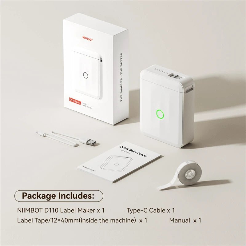 NIIMBOT D110 Version améliorée imprimante d'étiquettes thermiques Mini fabricant d'étiquettes intelligent Portable avec ruban pour bureau maison cuisine école - Mr Connected