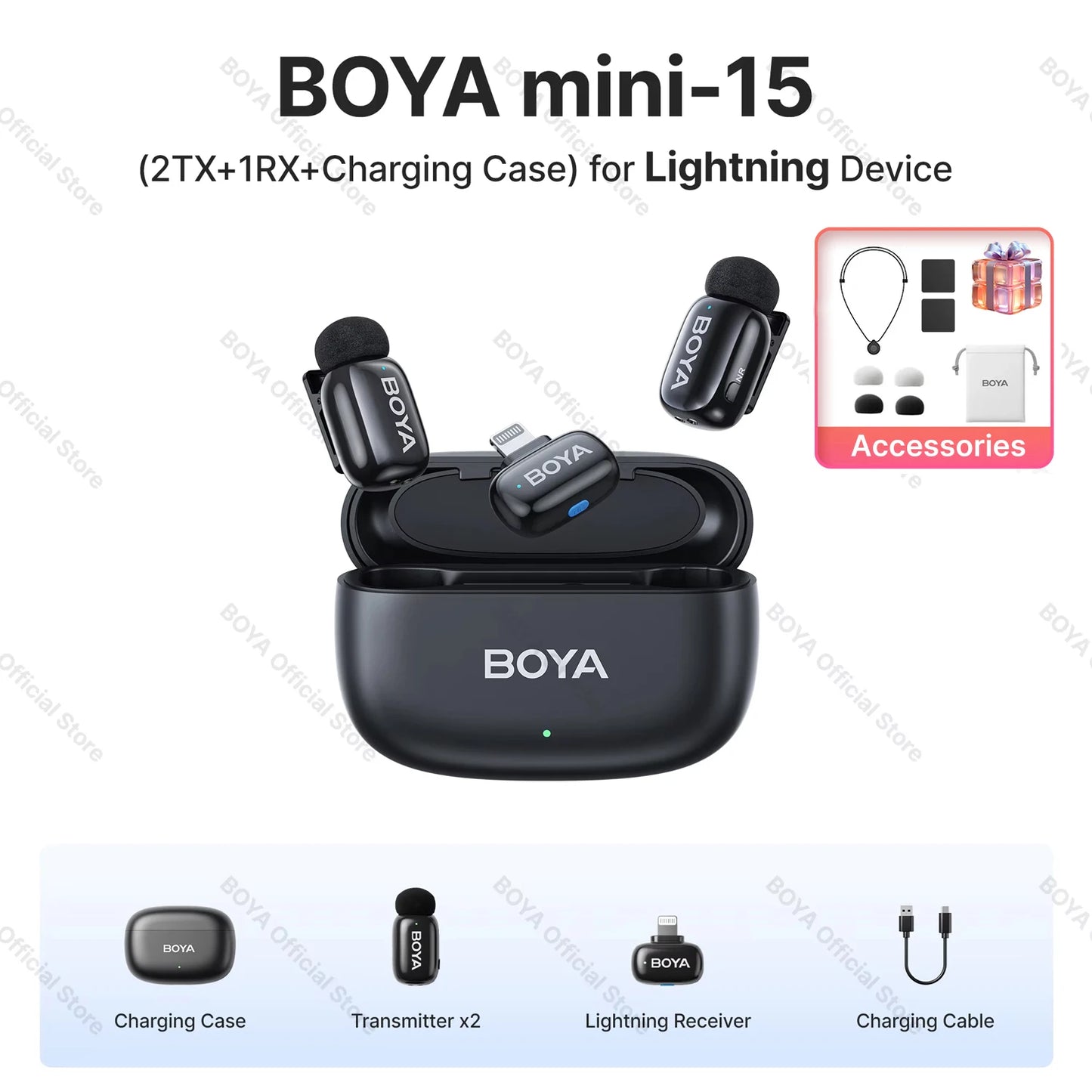 BOYA BOYA Mini Microphone à revers Lavalier sans fil pour iPhone iPad Android type - c téléphone diffusion en direct enregistrement Audio vidéo Vlog - Mr Connected