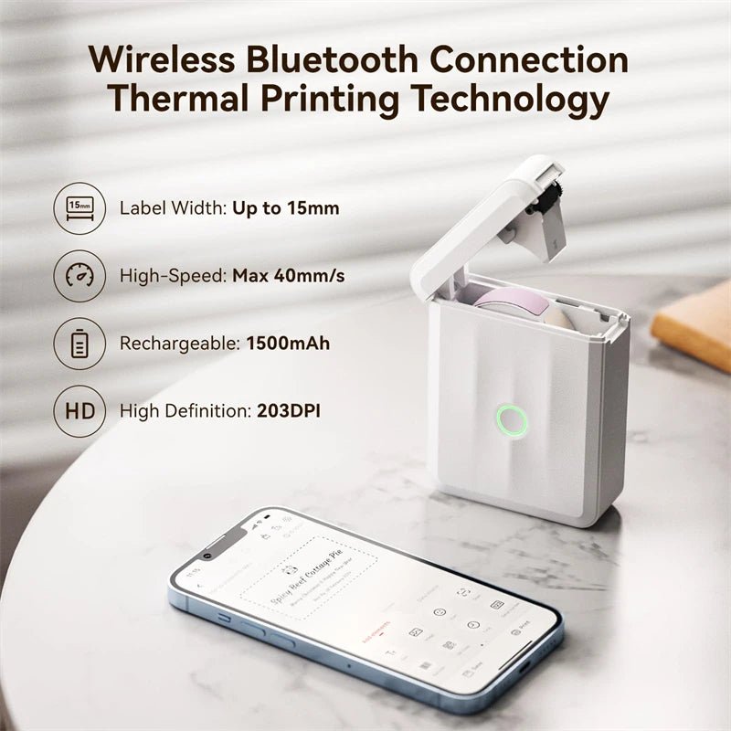NIIMBOT D110 Version améliorée imprimante d'étiquettes thermiques Mini fabricant d'étiquettes intelligent Portable avec ruban pour bureau maison cuisine école - Mr Connected