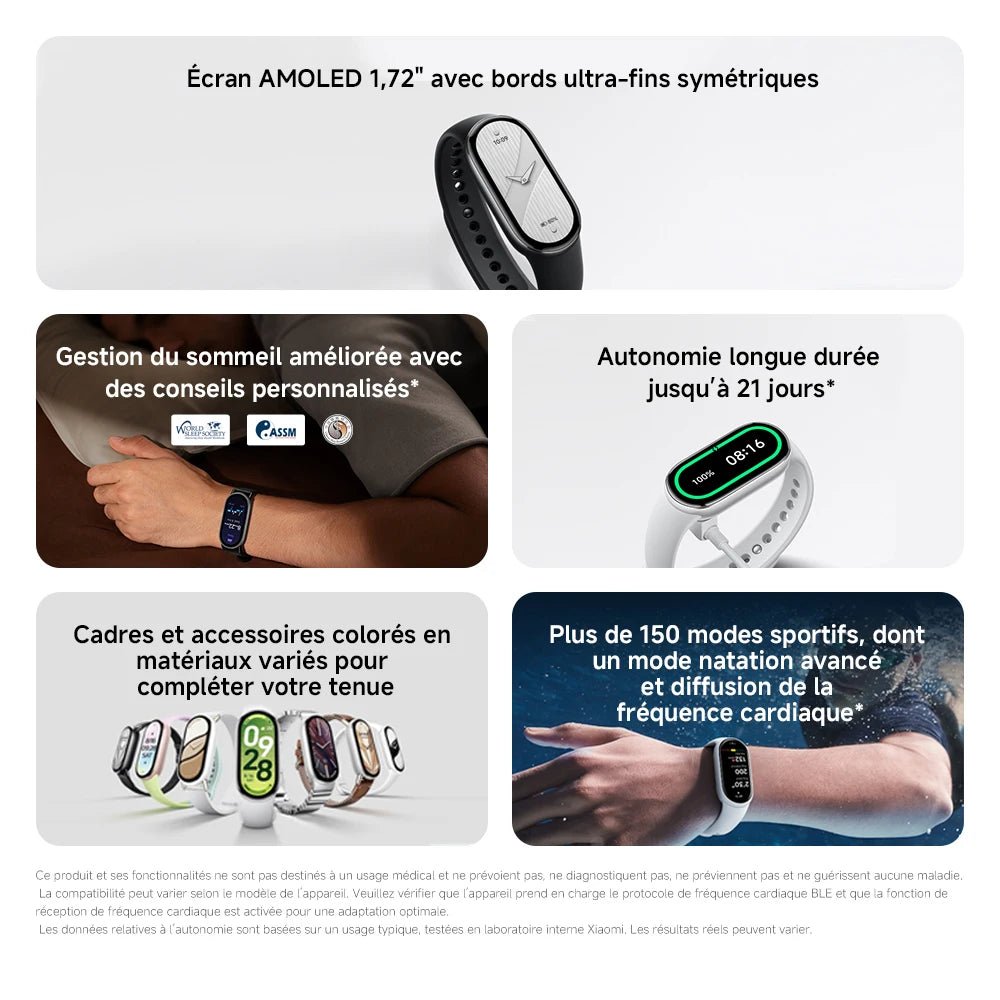 Xiaomi France | Xiaomi Smart Band 10 , Écran AMOLED 1.72’’ avec bordures ultra - fines, Gestion du sommeil optimisée avec accompagnement personnalisé, Plus de 150 modes sport - Mr Connected