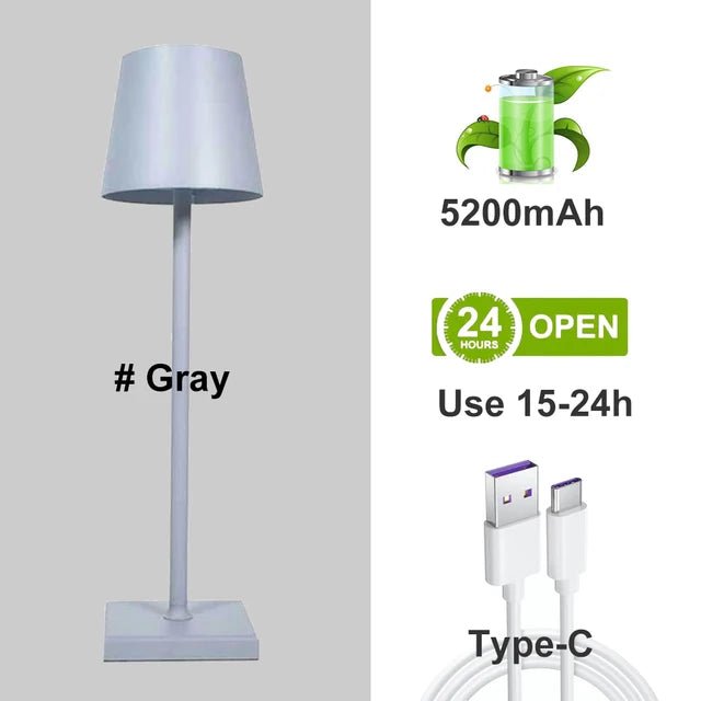 Lampe de bureau LED en alliage d'aluminium USB, 5200mAh, Rechargeable, pour Bar, salon, livre de lecture, sans fil - Mr Connected