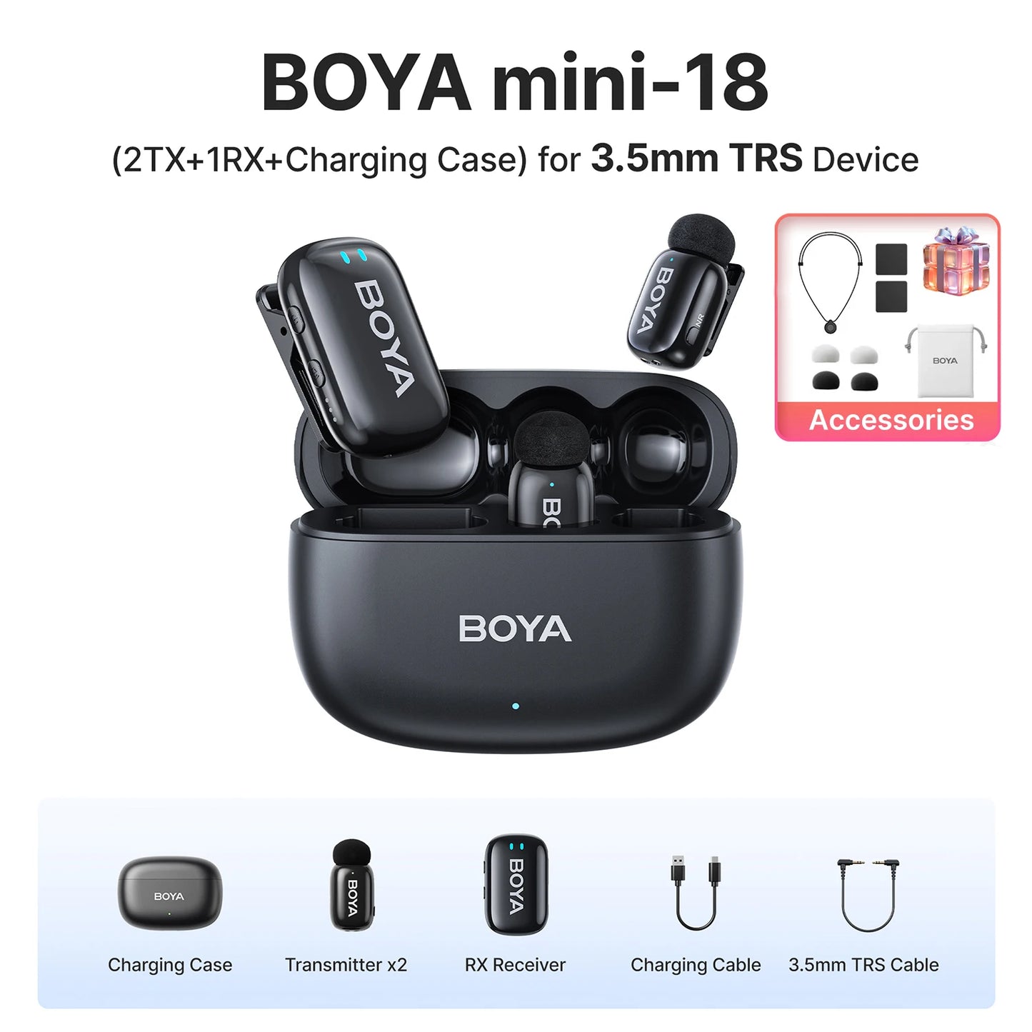 BOYA BOYA Mini Microphone à revers Lavalier sans fil pour iPhone iPad Android type - c téléphone diffusion en direct enregistrement Audio vidéo Vlog - Mr Connected