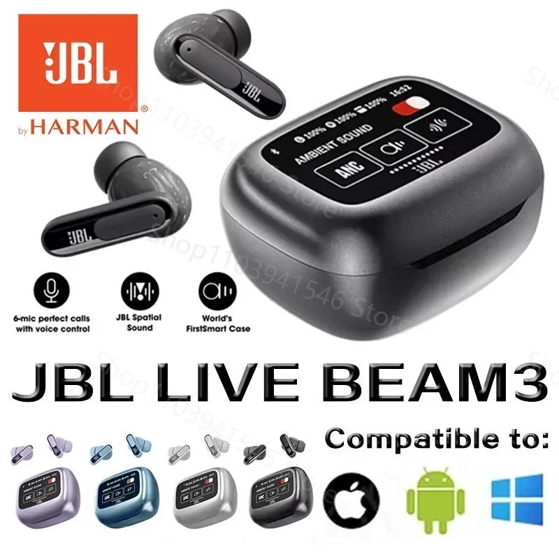 JBL Live Beam 3 Écouteurs fermés sans fil à suppression de bruit, 6 microphones pour une communication parfaite, étanche IP55 - Mr Connected