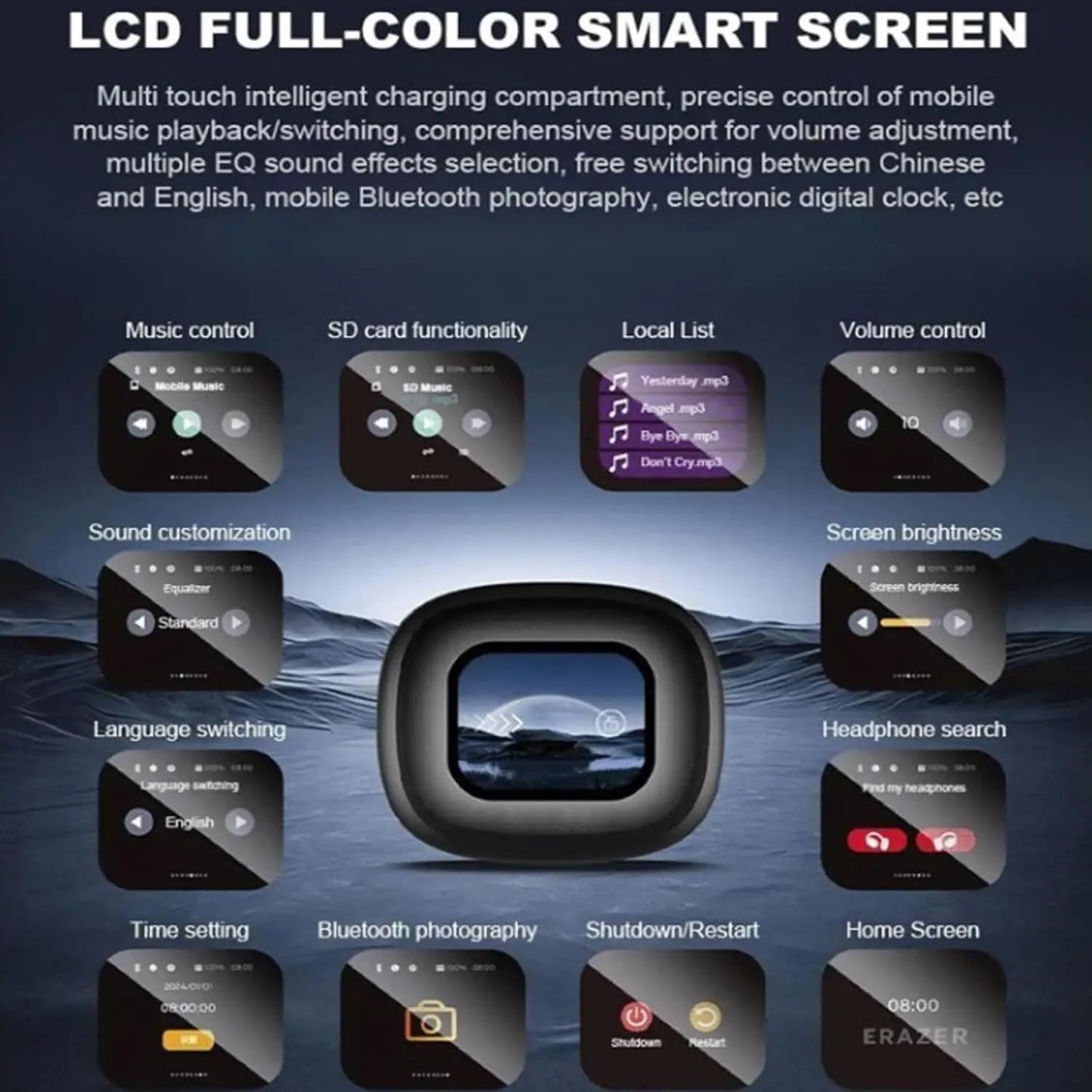 UYUXIO AI traduction écouteur OWS traduction en temps réel écouteurs avec 144 langues écouteurs avec écran tactile LCD casque - Mr Connected