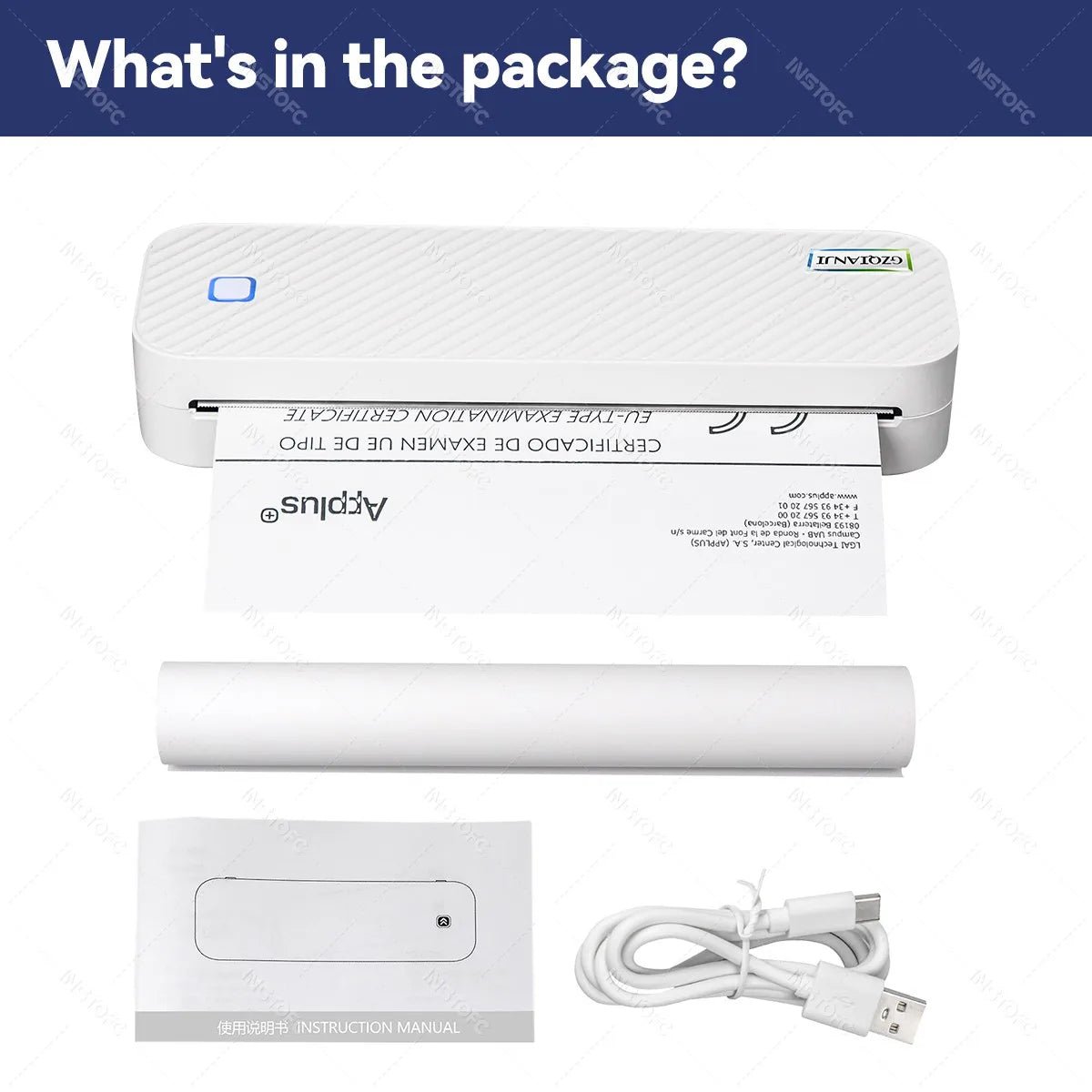 Imprimante thermique Portable A4 Bluetooth Photos PDF Machine d'impression de documents rouleaux pliés papier pour le travail de bureau maison école voyage - Mr Connected