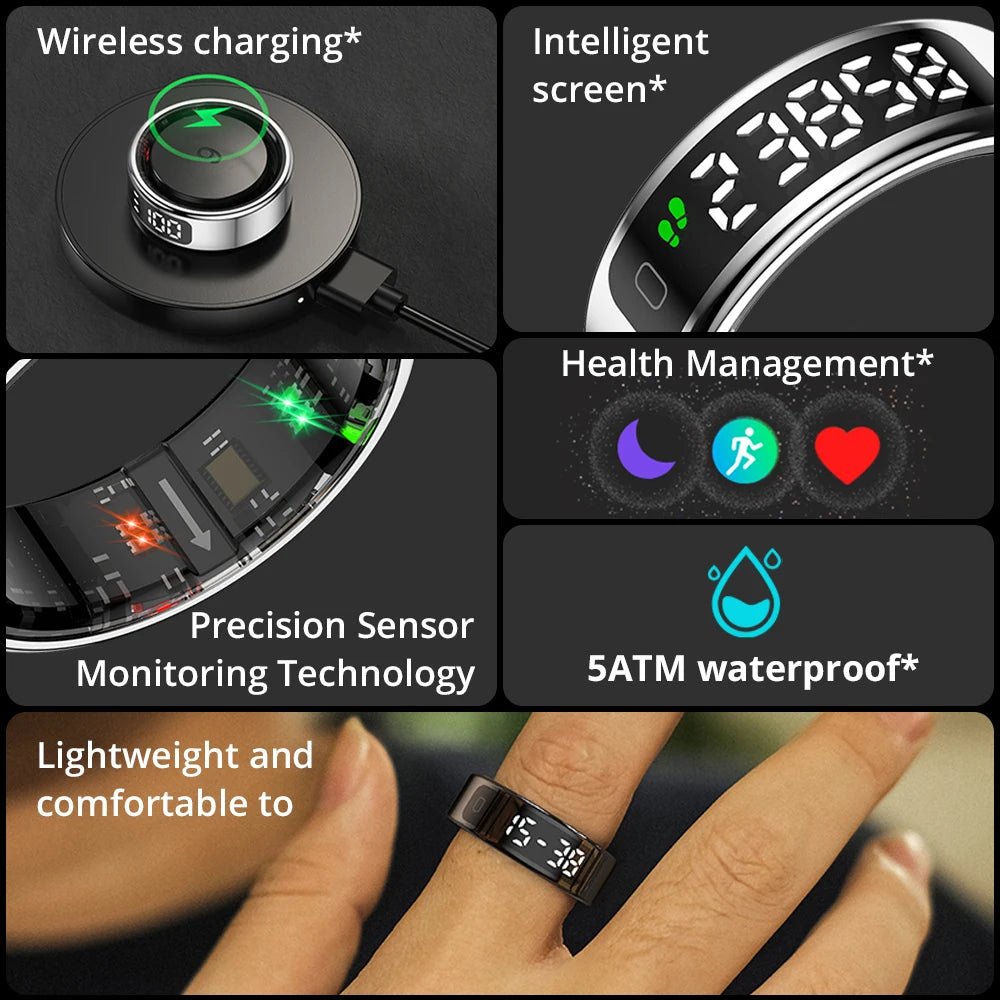 2025 COLMI R12 Smart Ring avec écran d'affichage et tactile, chargement sans fil, gestionnaire de santé, étanche 5 ATM pour hommes et femmes - Mr Connected