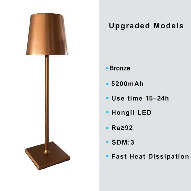 Lampe de bureau LED Portable, Rechargeable, 3 couleurs, à gradation continue, 5000mAh, pour Restaurant, chambre à coucher, Bars, maison, Patio, extérieur - Mr Connected