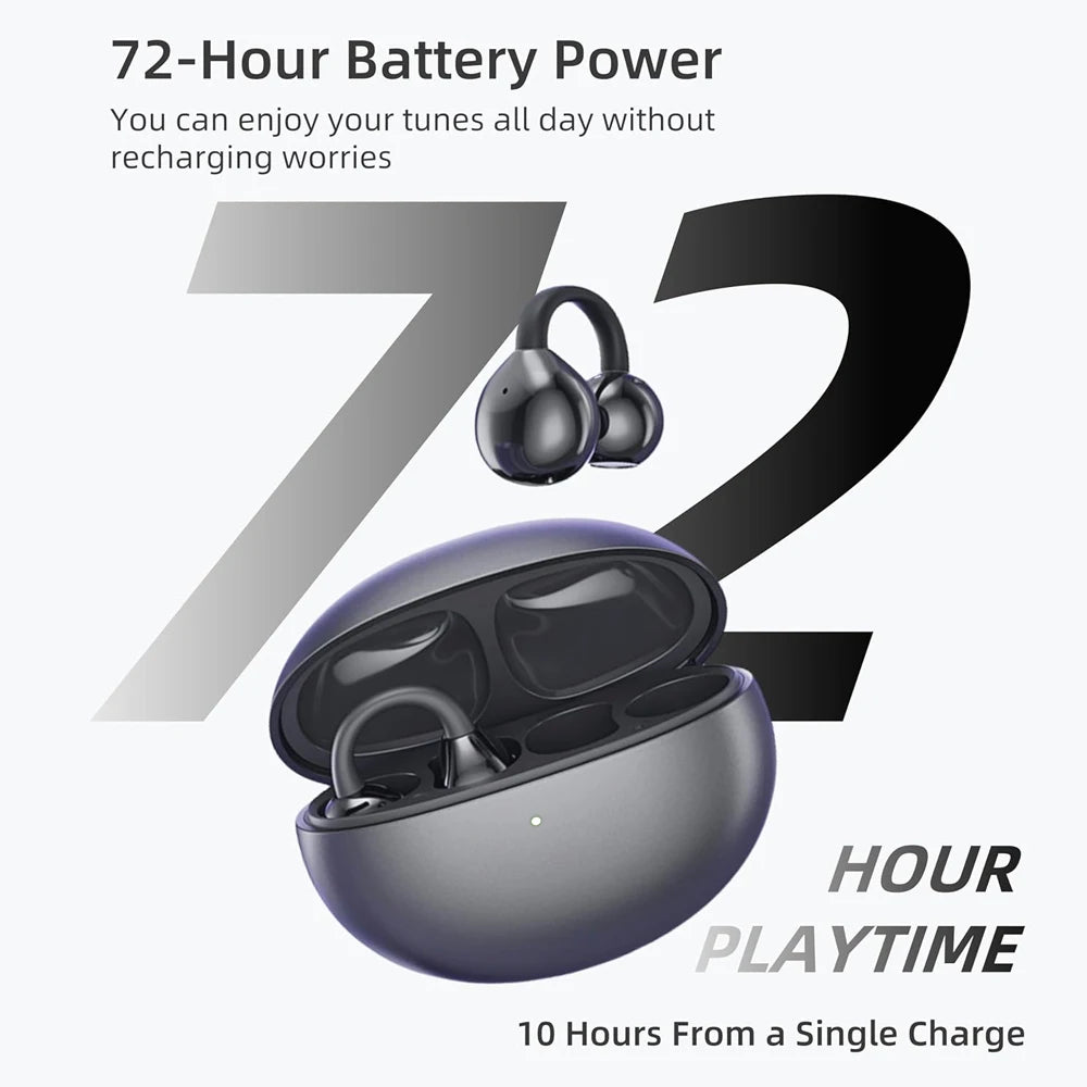 UYUXIO BT 5.4 écouteurs à clipser casque d'écoute à oreille ouverte sans fil avec autonomie de 72 heures longue durée de vie sur les écouteurs pour les entraînements sportifs - Mr Connected