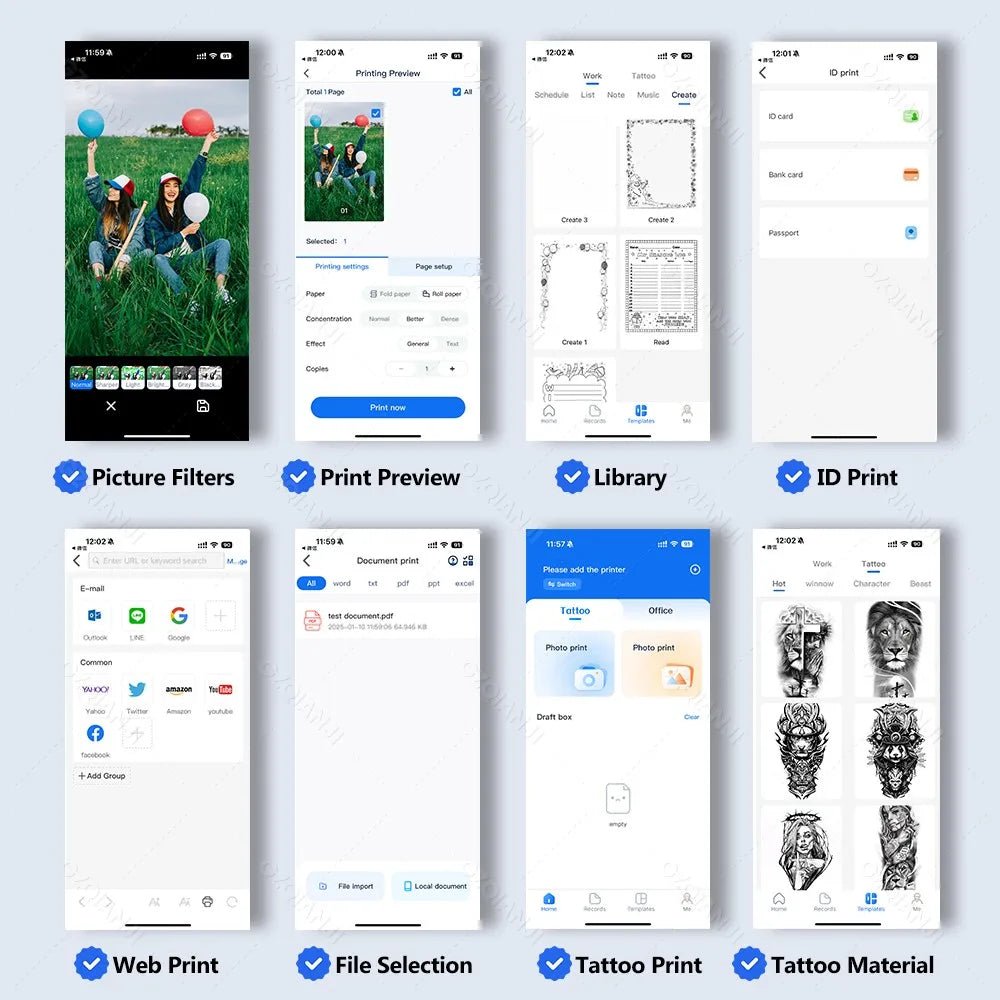 Imprimante thermique Portable A4 Bluetooth Photos PDF Machine d'impression de documents rouleaux pliés papier pour le travail de bureau maison école voyage - Mr Connected