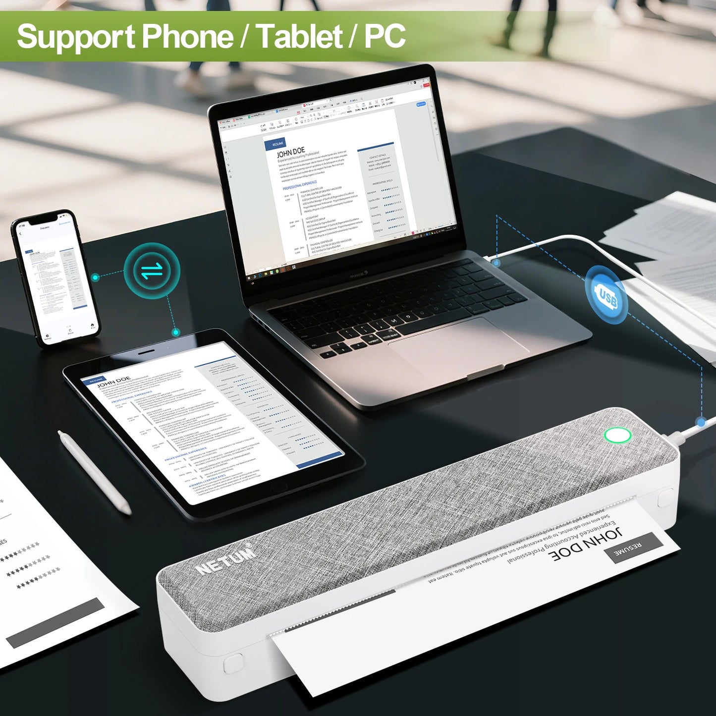 A4 Bluetooth voyage d'affaires imprimer partout sans encre 203DPI Portable imprimante thermique Rechargeable LT - P10 - Mr Connected