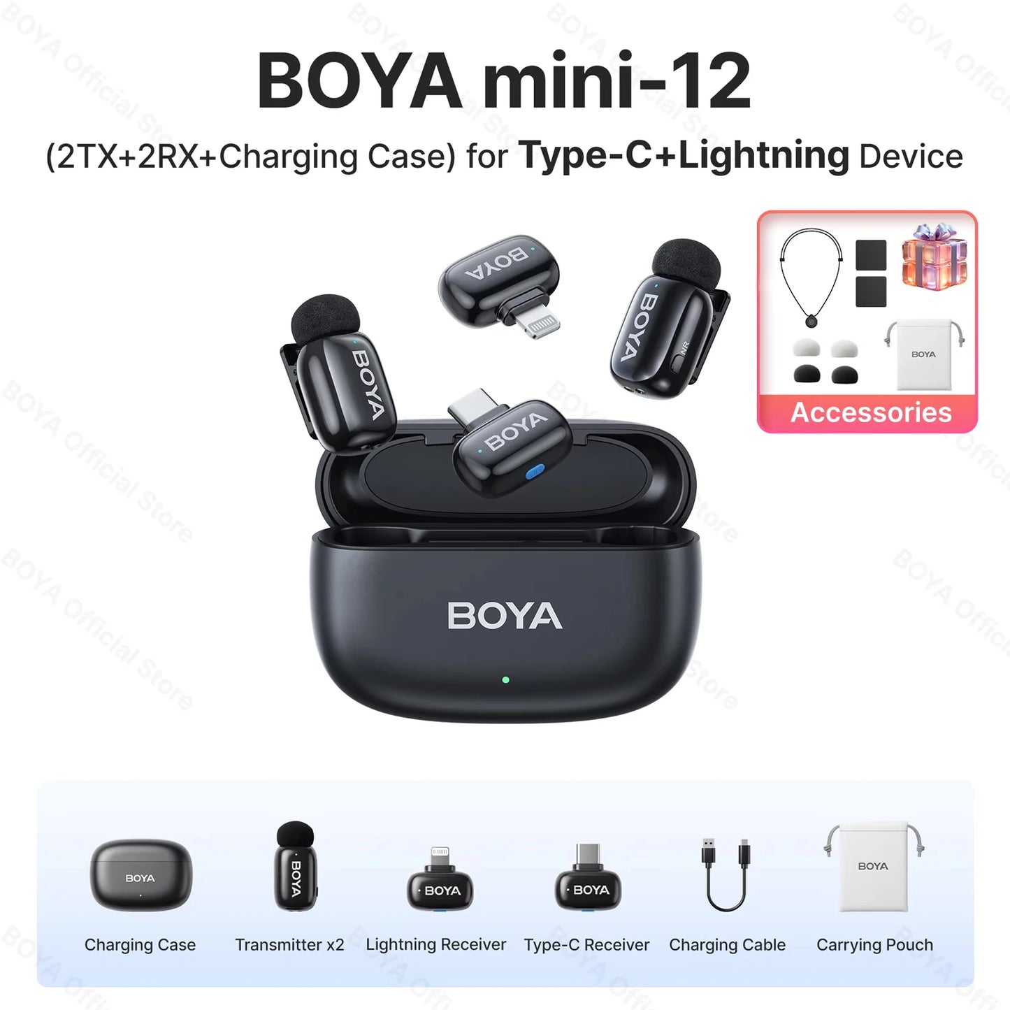 BOYA BOYA Mini Microphone à revers Lavalier sans fil pour iPhone iPad Android type - c téléphone diffusion en direct enregistrement Audio vidéo Vlog - Mr Connected