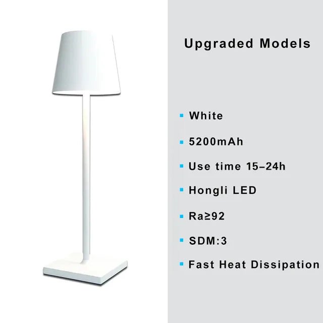 Lampe de bureau LED Portable, Rechargeable, 3 couleurs, à gradation continue, 5000mAh, pour Restaurant, chambre à coucher, Bars, maison, Patio, extérieur - Mr Connected