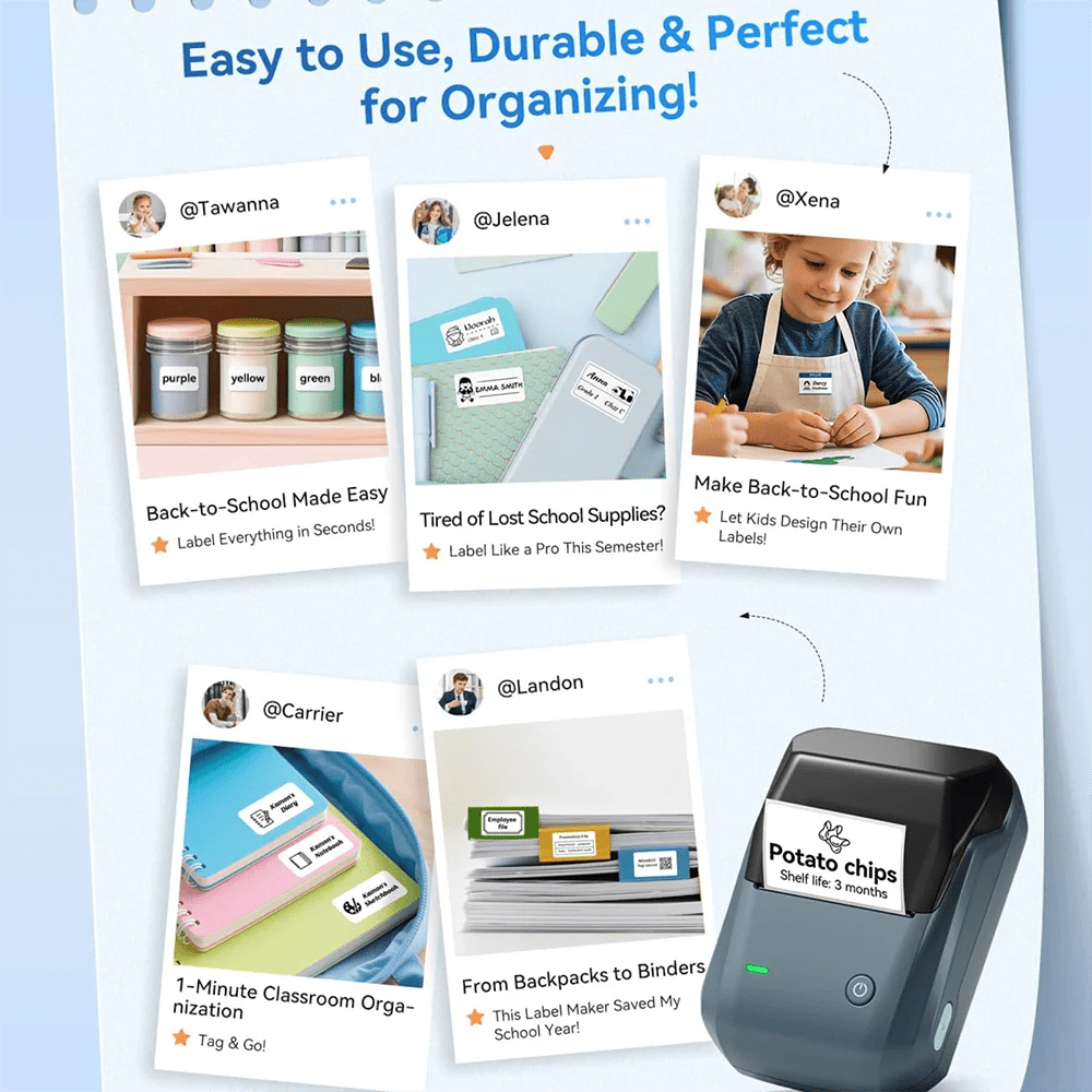 NIIMBOT B1 imprimante thermique Portable avec bandes 2 pouces imprimante d'étiquettes adhésives Mini Bluetooth fabricant d'autocollants Support Smartphones PC - Mr Connected