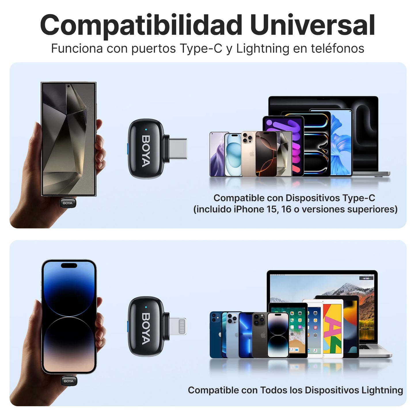 BOYA BOYA Mini Microphone à revers Lavalier sans fil pour iPhone iPad Android type - c téléphone diffusion en direct enregistrement Audio vidéo Vlog - Mr Connected