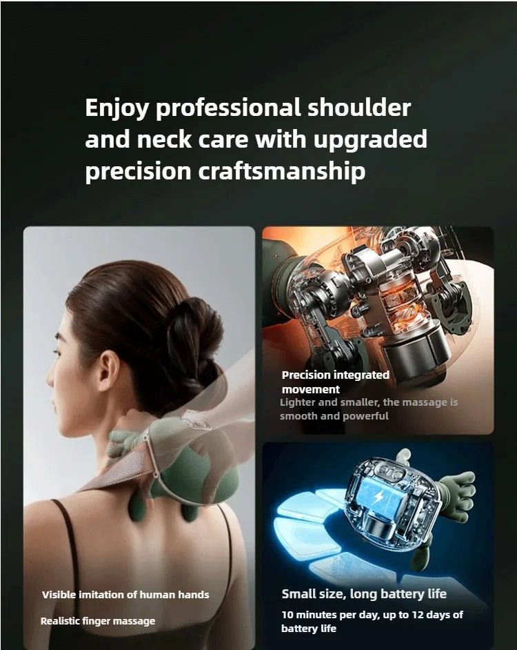 Châle de Massage Type c Charge avec pétrissage thermique masseur d'épaules et de cou Simulation cervicale main humaine Massage Portable cou - Mr Connected